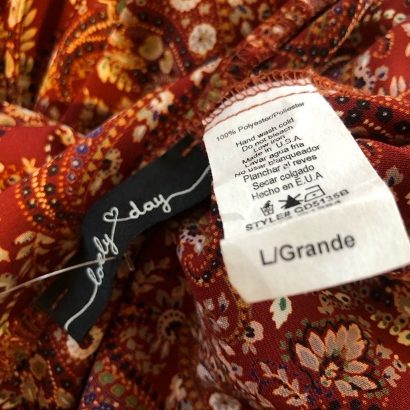 LOVELY day open tie back paisley print dress size L - Picture 9 of 9